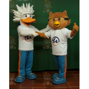 2 BIGGYMONKEY™s mascot a pelican bird and an owl –